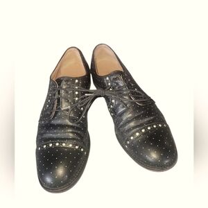 Red Valentino Women's Black Polka Dot Classic Lace Up Oxford Style Shoes 38